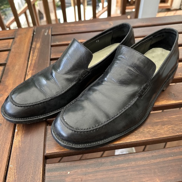 DKNY Men's Size 12 Black Leather Loafers Made In Italy - Picture 1 of 9